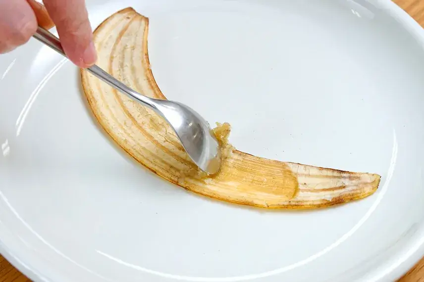 バナナの皮の内側をこそいで
