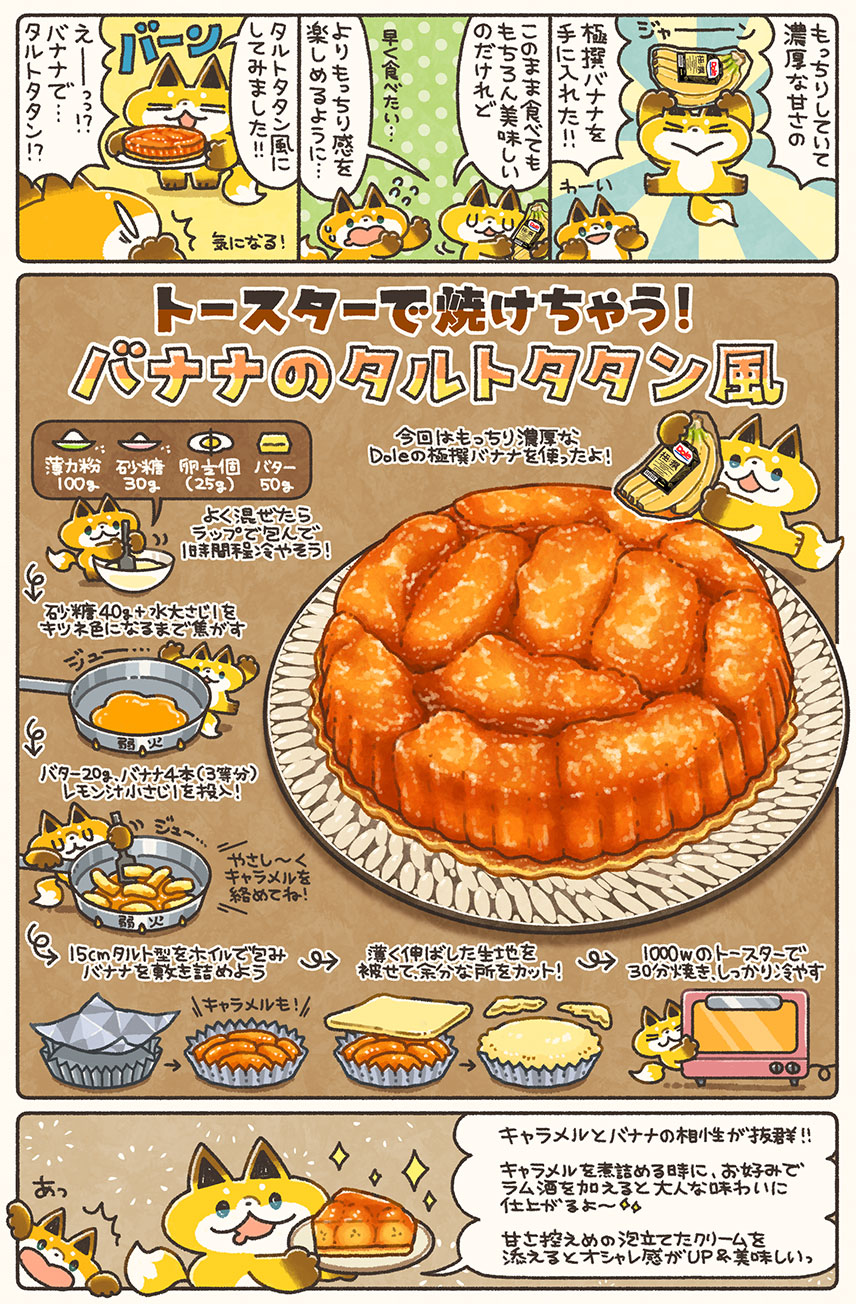ぼくさん「バナナのタルトタタン風」レシピイラスト